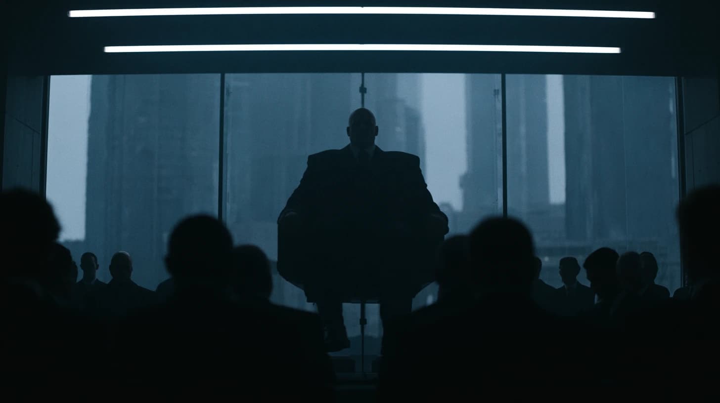 Technofeudal boardroom — extraction at the top of the stack